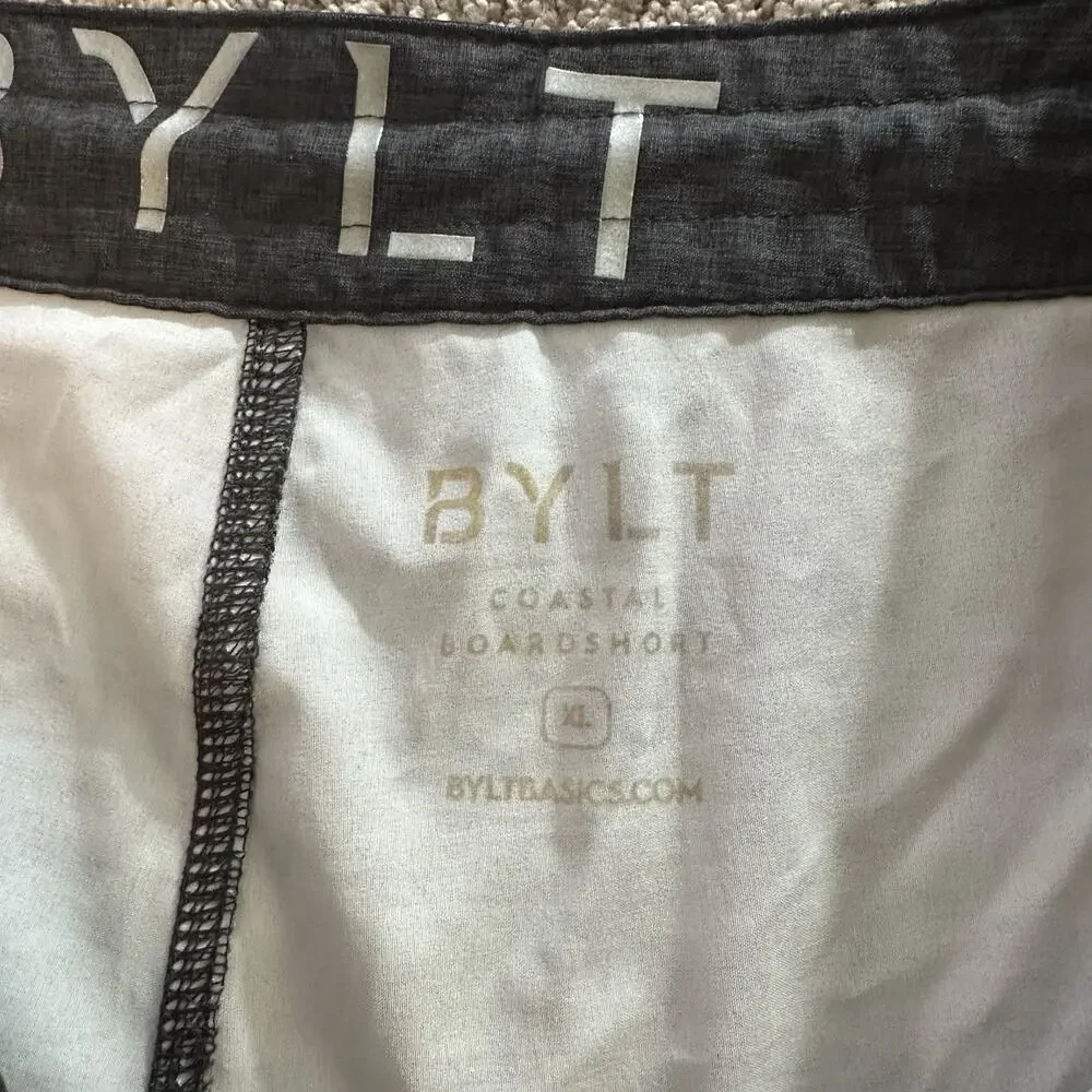 BYLT Premium Camo Coastal Boardshorts Mens XL Black Swim Shorts Stretch Trunk
